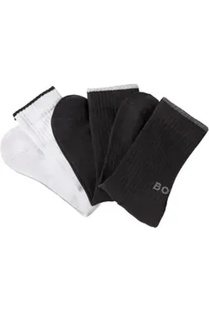 HUGO BOSS Businesssocken 3PQS Rib Logo Bam (Packung, 3-Paar) mit Kontraststreifen schwarz 39-42