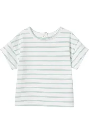 Vertbaudet Overall Baby-Set: T-Shirt mit Streifen und Latzshorts grün 74