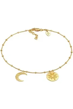 Elli Armband Sonne Mond 925 Silber, Halbmond goldfarben
