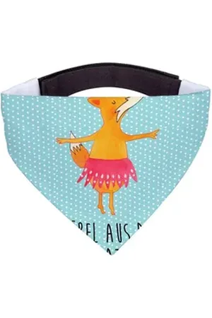 Mr. & Mrs. Panda Hundefliege Fuchs Ballerina - Türkis Pastell - Geschenk, elegant, Party, Halstuch, Polyester blau S | 22.5 cm x 22.5 cm
