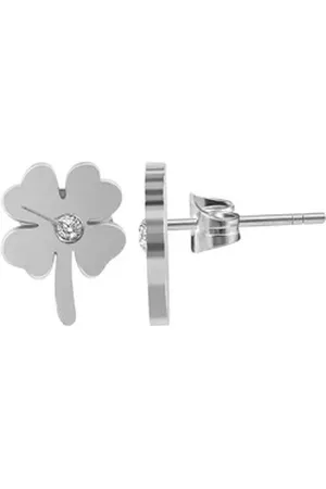 Akzent Ohrring-Set Dayna Edelstahl Ohrstecker Kleeblatt, Stein, Länge: 1,2 cm (Paar), Damen Ohrring silberfarben