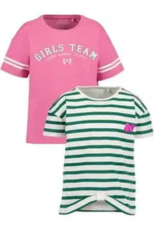 Blue Seven T-Shirt Mädchen T-Shirts 2er Set Rundhals Kurzarm Sommer (2-tlg) bunt|grün 122