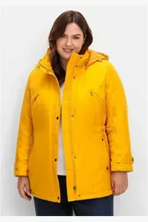 Sheego Steppjacke Große Größen mit Kapuze und Kontrastdetails gelb 54