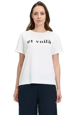Betty & Co Betty&Co Kurzarmshirt Casual-Shirt mit Stickerei (1-tlg) Strass weiß L