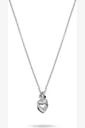 Jette Joop Kette mit Anhänger Heartbeat Damen-Halskette 925er Silber – 3 ineinander verschlungene, Herzen mit Zirkonia, 45 cm, 88184751NL