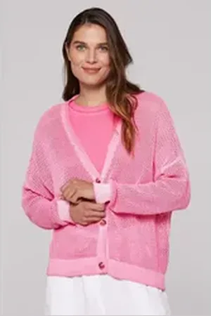 Soccx Strickjacke mit Baumwolle rosa M/L