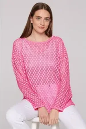 Soccx Langarmshirt mit Lochmuster rosa L