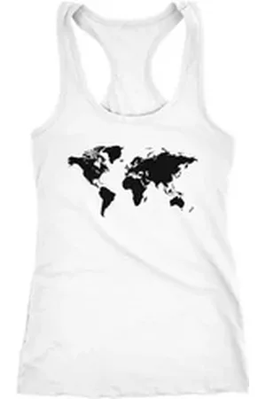 Neverless Tanktop Damen Tank Top Weltkarte World Map Racerback Tanktop weiß XS