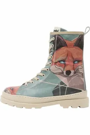 Dogo Damen Gisele Damen Boots Vegan Damen Stiefel / Female Stiefelette Vegan grün|orange 38 EU