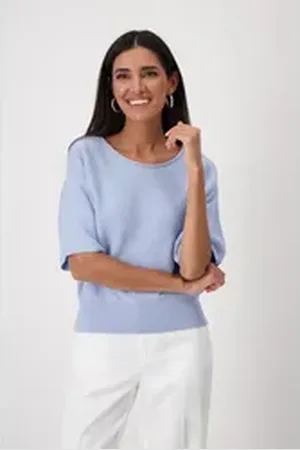 monari Rundhalspullover blau 42
