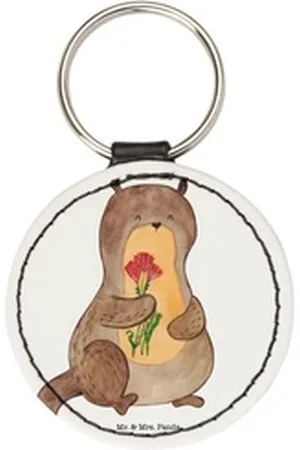 Mr. & Mrs. Panda Schlüsselanhänger Otter Blumenstrauß - Weiß - Geschenk, niedlich, Otter Seeotter See Ot (1-tlg), Einzigartiges Design weiß