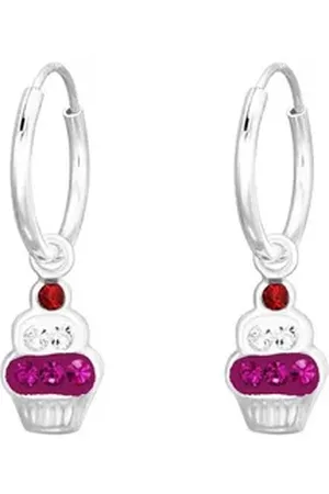 Monkimau Ohrring-Set Cupcake Kinder Creolen Ohrringe 925 Silber Ohrstecker, Hypoallergen