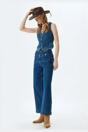 Koton High-waist-Jeans Hohe Leibhöhe Culotte blau 28/32