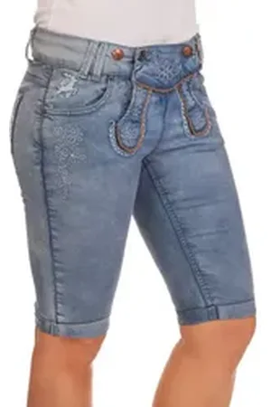 hangOwear Trachtenjeans Trachtenjeans Damen - COLOR BERMUDA - hellblau, hellgrau blau 32