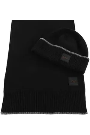HUGO BOSS Strickmütze Amato Set (Set, 2-St) schwarz