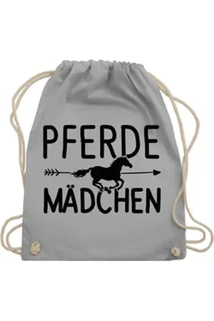 Shirtracer Turnbeutel Pferde Mädchen Geschenk Pferdemädchen I Pferdegeschenke I Reiten, Pferd grau