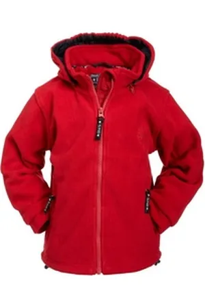 BMS Kapuzenfleecejacke Fleecejacke für Kinder mit abnahmbarer Kapuze rot 134