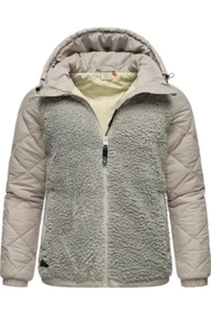 Ragwear Outdoorjacke Leeloo Damen Übergangsjacke aus Teddyfleece mit gesteppten Ärmeln braun S (36)