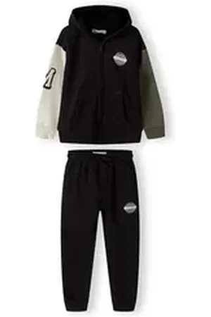 Minoti Jogginganzug Jogginganzug mit Kapuzensweatshirt mit Reißverschluss (2y-14y) schwarz 92-98cm