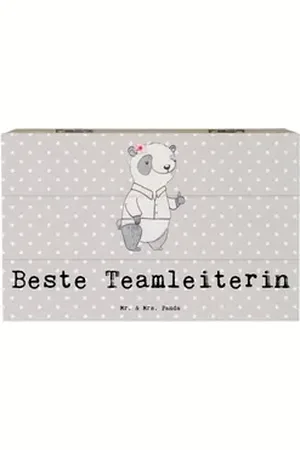 Mr. & Mrs. Panda Dekokiste Panda Beste Teamleiterin 19 x 12 cm - Grau Pastell - Geschenk, Vorges (1 St), Schöne Designs grau 19 cm x 12 cm x 10 cm