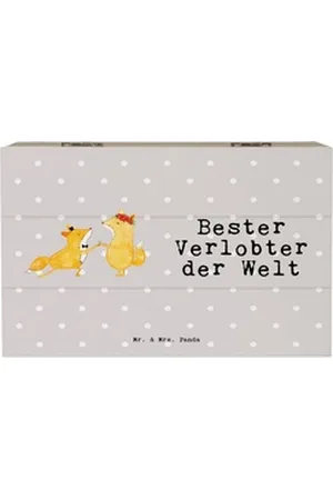 Mr. & Mrs. Panda Dekokiste Fuchs Bester Verlobter der Welt 19 x 12 cm - Grau Pastell - Geschenk, (1 St), Schöne Designs grau