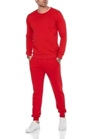Redbridge Jogginganzug Red Bridge Herren Jogginganzug Set Sweatshirt Hose Premium Basic (Spar-Set, 2-tlg), Premium Qualität, gemütlich, vielseitig rot XXL