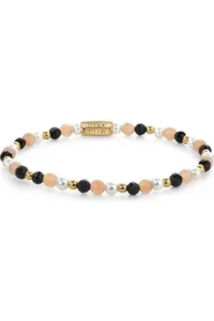 Rebel & Rose Edelstahlarmband Black Glam Rocks Party 4 mm goldfarben