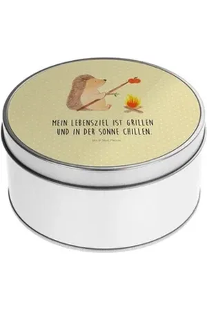 Mr. & Mrs. Panda Aufbewahrungsdose Igel Grillen - Gelb Pastell - Geschenk, Sinn des Lebens, Gute Laune, (1 St), Stabile Konstruktion gelb