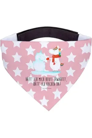 Mr. & Mrs. Panda Hundefliege Einhorn Schneemann - Rot Pastell - Geschenk, mittel, Einhörner, Hands, Polyester, Elegantes Design rot M | 25.5 cm x 12.5 cm