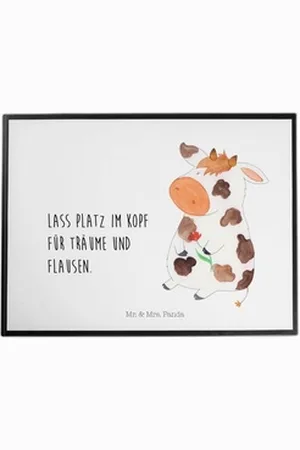 Mr. & Mrs. Panda Schreibtischunterlage Kuh - Weiß - Geschenk, Motivtion, Schreibtisch Unterlagen, Schreibtis, (1 tlg) weiß