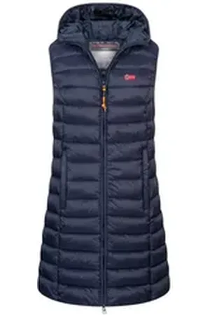 Geographical Norway Steppweste Damen Stepp weste Kapuze Übergangs Herbst Frühling Windbreaker Lang M (38)