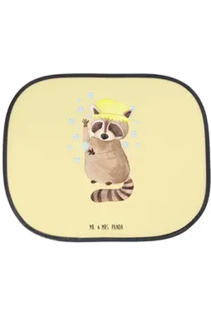Mr. & Mrs. Panda Sonnenschutz Waschbär - Gelb Pastell - Geschenk, Gute Laune, lustige Sprüche, Tier, Seidenmatt, Vielseitig gelb