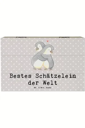 Mr. & Mrs. Panda Dekokiste Pinguin Bestes Schätzelein der Welt 19 x 12 cm - Grau Pastell - Gesch (1 St), Schöne Designs grau 19 cm x 12 cm x 10 cm