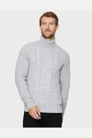 Threadbare Rollkragenpullover Adrien mit schönen Strickmustern grau S