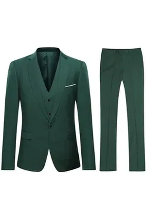 Allthemen Anzug (3 tlg) Herren Slim Fit Anzug Elegantes Anzugset für Business grün 48
