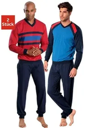 le jogger ® Pyjama (Packung, 4 tlg., 2 Stück) in langer Form blau|bunt|rot 60/62