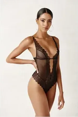 Bracli Body-Ouvert GENEVA Perlenbody - schwarz, S S