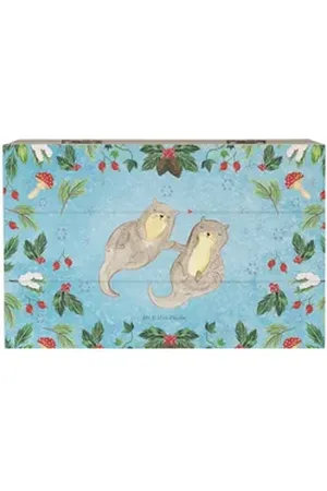 Mr. & Mrs. Panda Dekokiste Otter Glühweinstand 19 x 12 cm - Eisblau - Geschenk, XXL, Kiste, Scha (1 St), Kreatives Design blau 19 cm x 12 cm x 10 cm