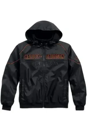 Harley davidson HARLEY-DAVIDSON Motorradjacke Idyll Performance Softshelljacke Herren Outdoor Jacke herausnehmbare Kapuze schwarz 3XL
