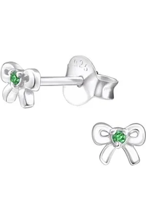 ALEXANDER YORK Paar Ohrstecker Kinderschmuck-Ohrstecker SCHLEIFE mit Geburtsstein I emerald, 2-tlg., 925 Sterling Silber silberfarben