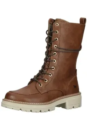 Mustang Stiefel Lederimitat/Textil Schnürstiefel braun 41 EU