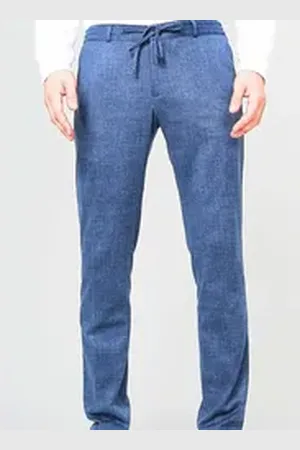 Zuitable Anzughose – Slim Fit Herren Stoffhose mit Tunnelzug - Bügelfalte vorne blau 27
