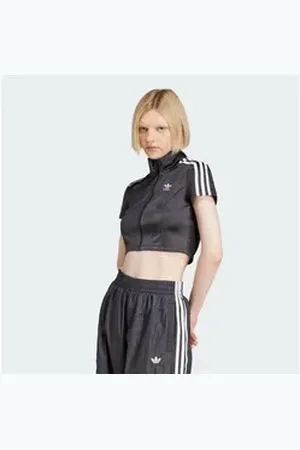 adidas Originals Crop-Top KURZÄRMELIGES ADICOLOR TRACK TOP schwarz L