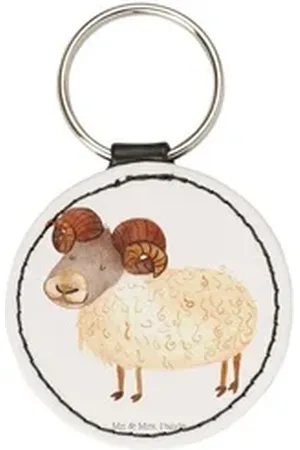 Mr. & Mrs. Panda Schlüsselanhänger Sternzeichen Widder - Weiß - Geschenk, Astrologie, Schafbock, Aszende (1-tlg), Einzigartiges Design weiß