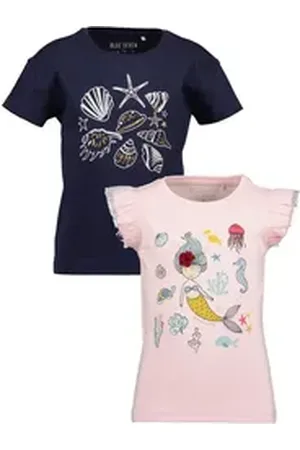 Blue Seven T-Shirt Mädchen T-Shirts 2er Set Rundhals Sommer Baumwolle (2-tlg) bunt 110