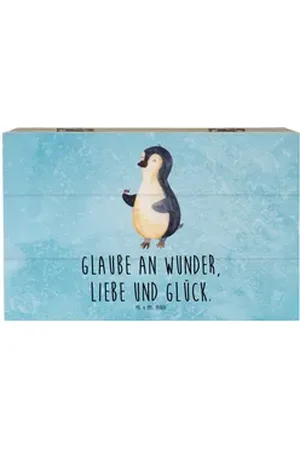 Mr. & Mrs. Panda Dekokiste Pinguin Marienkäfer 19 x 12 cm - Eisblau - Geschenk, Liebe, Geschenkd (1 St), Vielseitig einsetzbar blau 19 cm x 12 cm x 10 cm