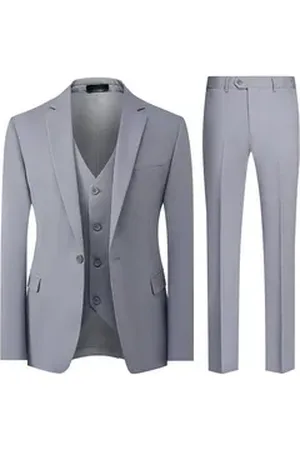 Allthemen Anzug (3 tlg, Sakko & Hose & Weste) klassischer Anzüge im eleganten Look Businessanzug grau 50