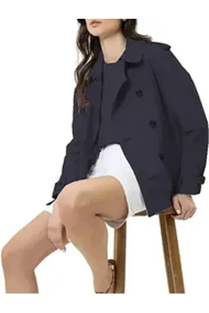 Herrlicher Trenchcoat Juliana Jacket Trench Jacke mit Reverskragen, Zweireihig mit Knöpfen blau M