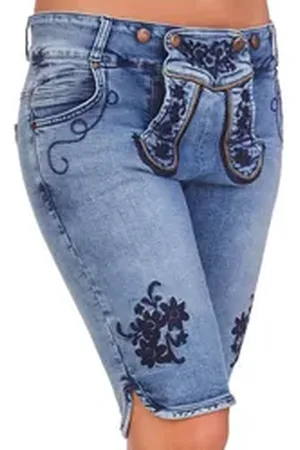 hangOwear Trachtenjeans Trachtenjeans Damen - OVIDA Bermuda - denimblau blau 32