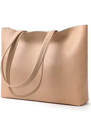 TAN.TOMI Shopper Damen Henkeltaschen, Einfache Handtaschen PVC Tote Shopper Bag, Handtasche für Arbeit, Schule, Einkauf mit Innentasche beige|rot
